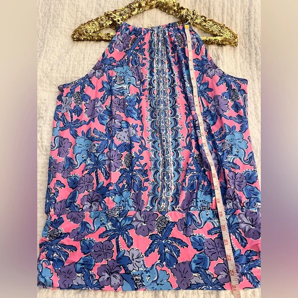 Lilly Pulitzer Bowen Halter Top Pink Palm Paradise Engineer - Picture 7 of 9